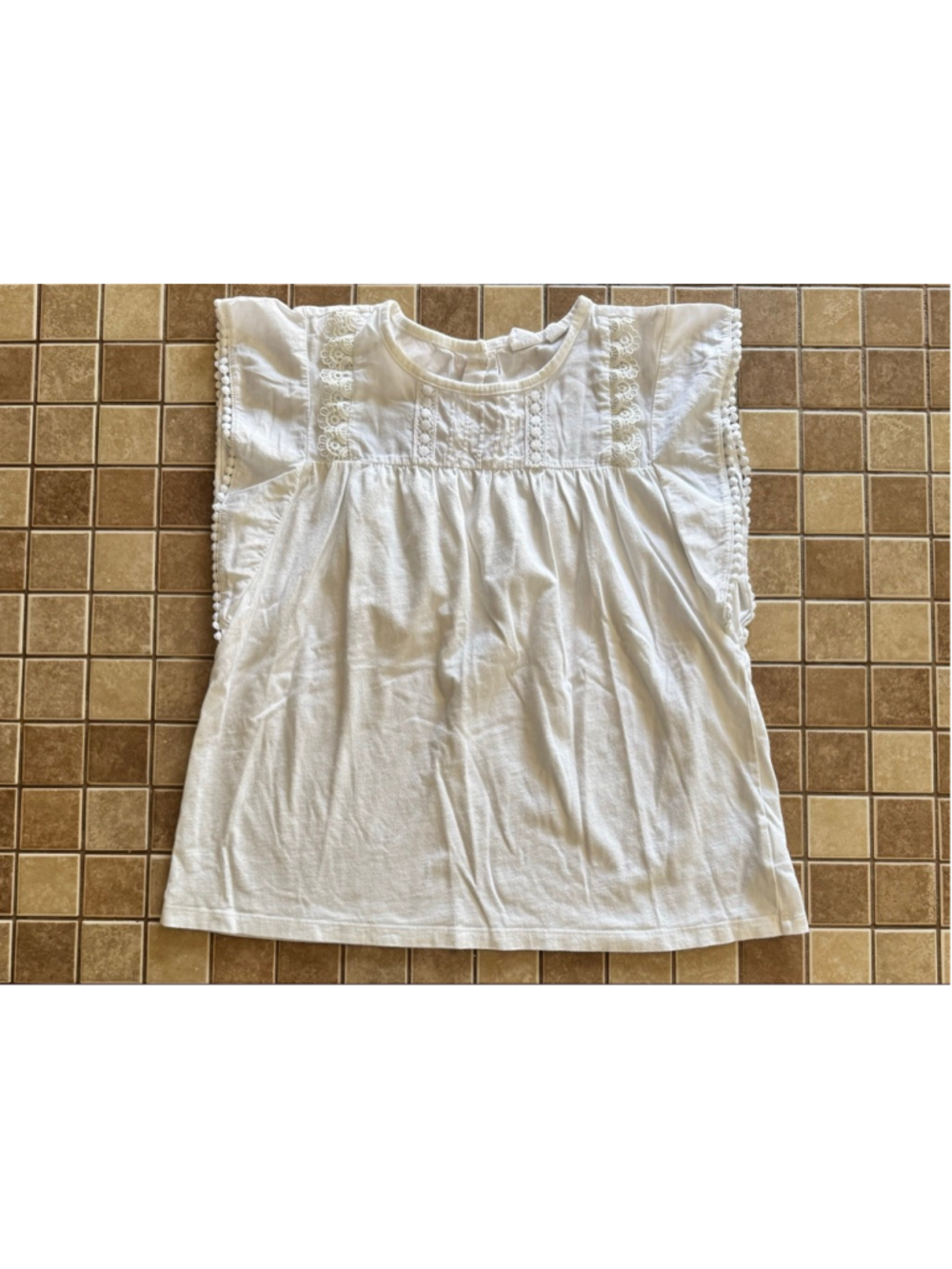 Girls GAP White Blouse with Ruffle Sleeves Size L (10)